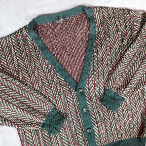 Vintage Compagnie Internationale Express Cardigan Sweater Mens L Acrylic Wool